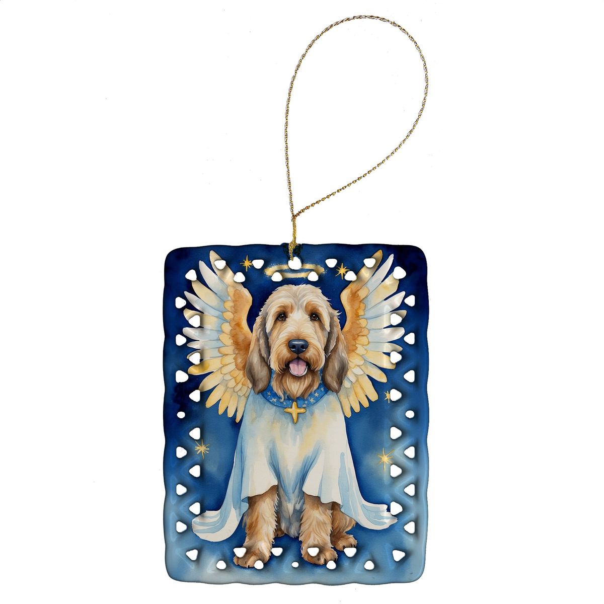 Otterhound My Angel Porcelain Ornament Christmas Tree Hanging Decorations For Home Christmas Holiday, Rectangle, Gift, Multicolor_maomaolike.com