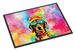 Dachshund Hippie Dawg Doormat Front Door Mat Indoor Outdoor Rugs For Entryway, Non Slip Washable Low Pile, 24H X 36W_maomaolike.com