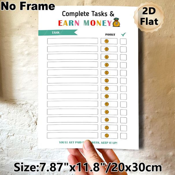 Task & Earn Money Themed Painting Poster, Colorful Structured Task-tracking Poster, Functional Design To Manage Tasks And Track Weekly Earnings, Ideal_maomaolike.com