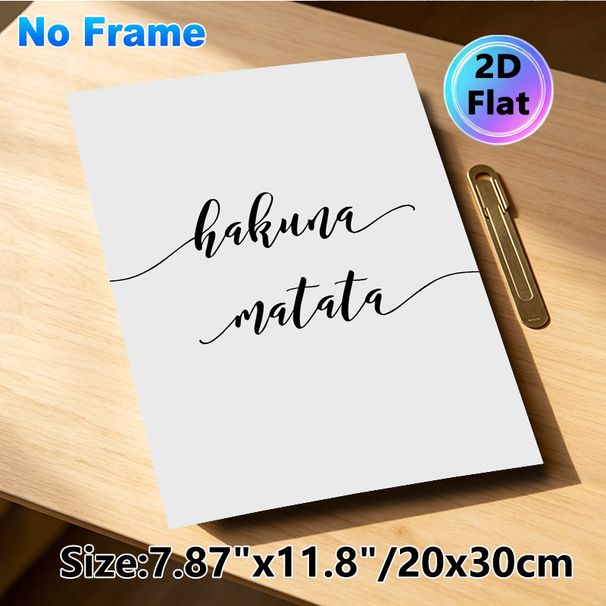 Hakuna Matata Themed Painting Poster, Elegant Handwritten Script Poster, Relaxing Positive Message, Ideal For Living Room, Bedroom And Office_maomaolike.com