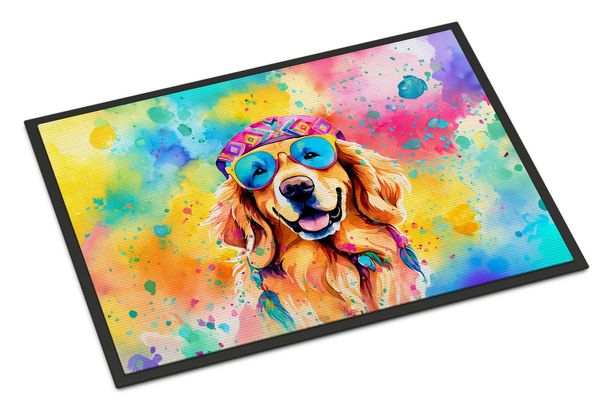 Golden Retriever Hippie Dawg Doormat Front Door Mat Indoor Outdoor Rugs For Entryway, Non Slip Washable Low Pile, 24H X 36W_maomaolike.com