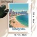 Benidorm Spain Coastal City Painting Poster, Vibrant Retro Travel Style Poster, Sunny Beach & High-rise Skyline Design, Brings Calm Coastal Atmosphere_maomaolike.com