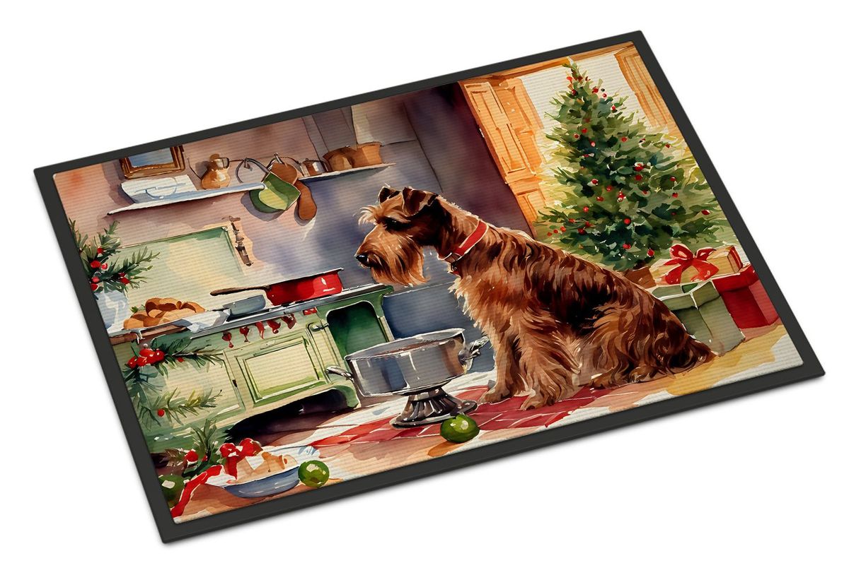 Irish Terrier Christmas Cookies Doormat Front Door Mat Indoor Outdoor Rugs For Entryway, Non Slip Washable Low Pile, 24H X 36W_maomaolike.com