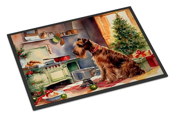 Irish Terrier Christmas Cookies Doormat Front Door Mat Indoor Outdoor Rugs For Entryway, Non Slip Washable Low Pile, 24H X 36W_maomaolike.com