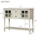 Sideboard Console Table With Bottom Shelf,Farmhouse Wood/Glass Buffet Storage Cabinet Living Room_maomaolike.com
