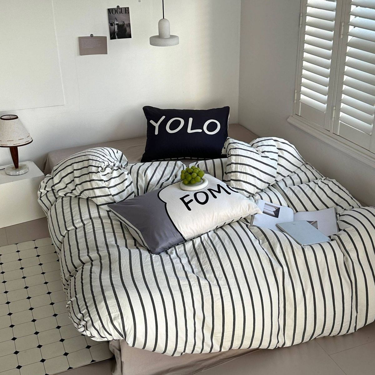 Home Textile Striped Quilt Set Super Soft Washed Printed Pillowcase Digital Printing_maomaolike.com