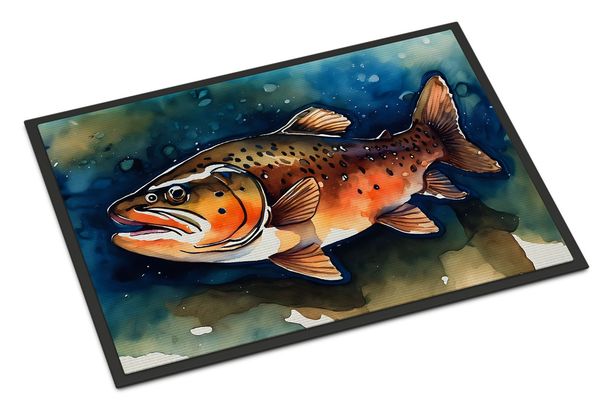 Brown Trout Doormat Front Door Mat Indoor Outdoor Rugs For Entryway, Non Slip Washable Low Pile, 24H X 36W_maomaolike.com