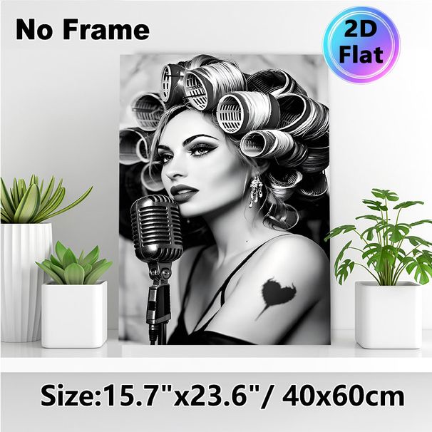 Vintage Singer Painting Poster, Monochrome Retro Glamour Scene Poster, Stylish Nostalgic Decor Idea For Bedroom, Living Room, Music Studio_maomaolike.com