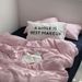 Wholesale INS Korean Style Pink Plaid Simple Striped Mixed Pure Cotton Four-Piece For Homestay Apartment All-Cotton 4-Piece Set_maomaolike.com