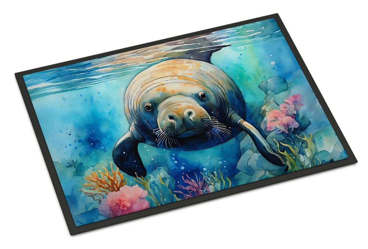 Manatee Doormat Front Door Mat Indoor Outdoor Rugs For Entryway, Non Slip Washable Low Pile, 24H X 36W_maomaolike.com