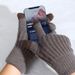 Winter warm touch screen wool double thickened outdoor Arctic fleece lining knit gloves_maomaolike.com