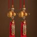Brass Five Emperor Coins Door-to-Door Gourd Pendant Natural Open Mouth Door Living Room Bedroom Red Tassel Fu Character_maomaolike.com