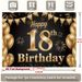 18th Birthday Party Backdrop - 2D Flat Polyester Banner With Golden Black Balloons, Confetti, Photo Booth Props, Party Decor_maomaolike.com