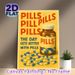 Pill Themed Painting Poster, Vintage Bold Typography & Capsule Bottle Graphic Poster, Unique Decorative Piece Ideal For Clinics, Bedrooms And Living_maomaolike.com
