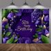 Glitter Purple 50th Birthday Party Banner - 2D Flat Polyester Backdrop With Golden Lettering, Wall Hanging Photo Props, Party Decor_maomaolike.com