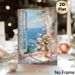 Coastal Window With Roses Painting Poster, Dreamy Impressionist-style Poster, Tranquil Ocean View With Pink Floral Design, Ideal For Bedroom And_maomaolike.com