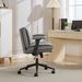 Cross Legged Chair With Flip-Up Armrests Leather, Cross Legged Office Chair On Wheels, Comfy Swivel Chair With Wide Seat For Home Office, Vanity, Ergonomic Desk Chair Adjustable, Grey_maomaolike.com