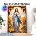 Blessed Virgin Mary Painting Poster, Serene Warm-toned Religious Figure With Radiant Halo In Autumn Vineyard Poster, Peaceful Spiritual Decor Suitable_maomaolike.com