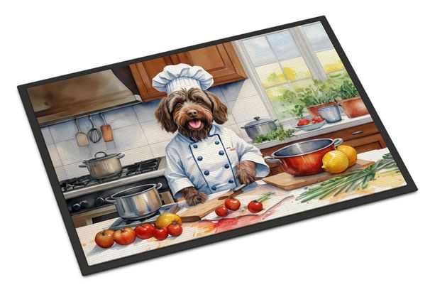 Wirehaired Pointing Griffon The Chef Doormat Front Door Mat Indoor Outdoor Rugs For Entryway, Non Slip Washable Low Pile, 24H X 36W_maomaolike.com