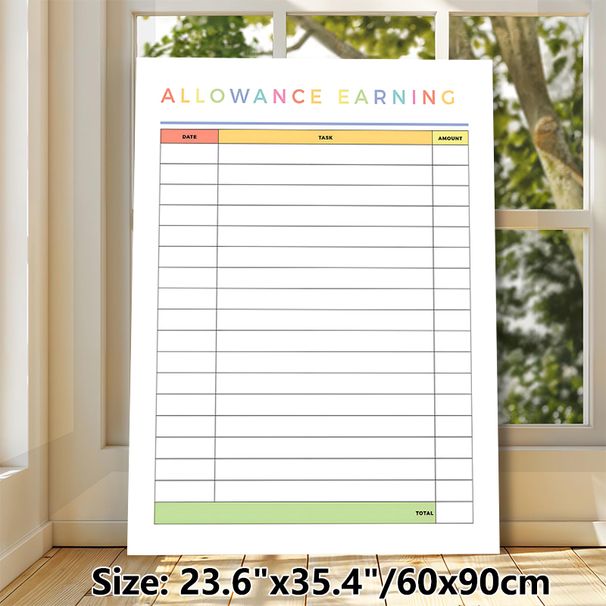 Allowance Earning Tracking Painting Poster, Soft Pastel-hued Table-style Poster, Practical Tool To Log Tasks And Earned Amounts, Suitable For Home Use_maomaolike.com