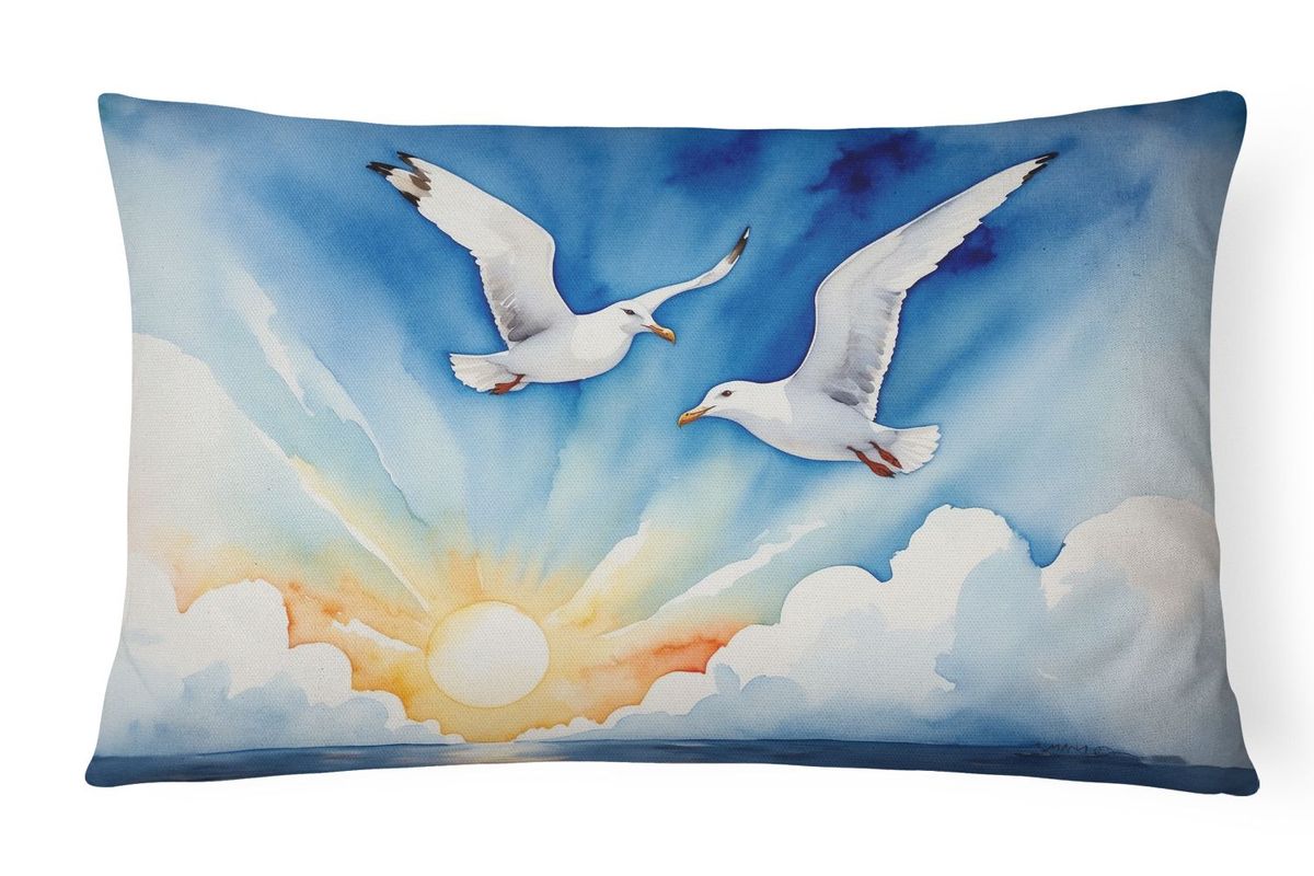 Birds, Birds, Birds Throw Pillow Throw Pillow For Indoor Couch Bed Outdoor Patio Washable, Gulls Soaring High 7520,12Hx16W_maomaolike.com
