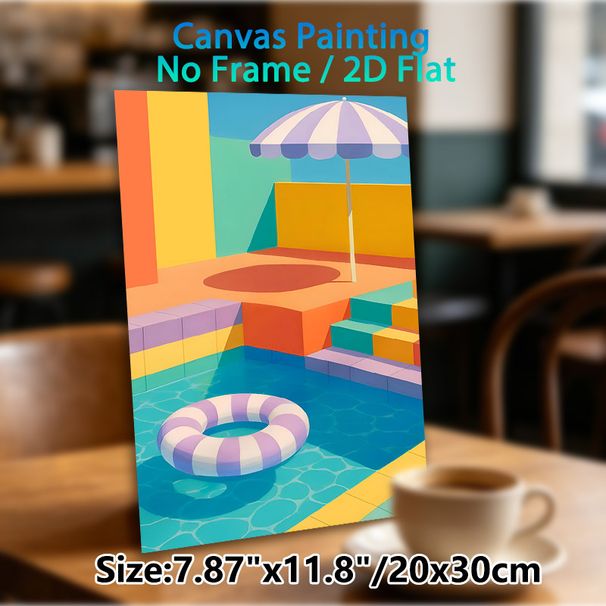 Pool Vacation Themed Painting Poster, Vibrant Minimalist Graphic Poster, Cheerful Summer-inspired Decor Suitable For Living Room, Bedroom Or Coastal_maomaolike.com