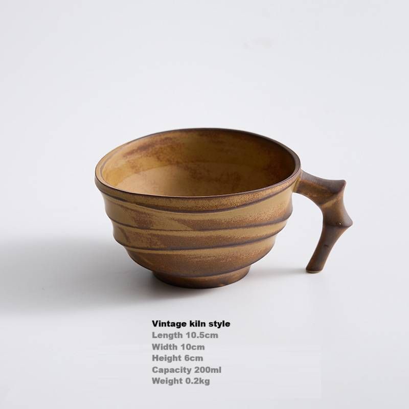 High Aesthetic Coffee Cup, High-end Ceramic Japanese Retro Mug, Niche Design, Milk Cup, Breakfast Cup_maomaolike.com