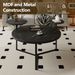 Modern Coffee Table With Two Display Shelves, Black Marble Surfaces, Tripod-inspired Base,Rounded Tabletop Edges_maomaolike.com