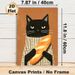 Black Cat With Baguette Painting Poster, Warm-toned Whimsical Illustration Poster, Delightful Cozy Decor Ideal For Kitchen, Dining Area_maomaolike.com