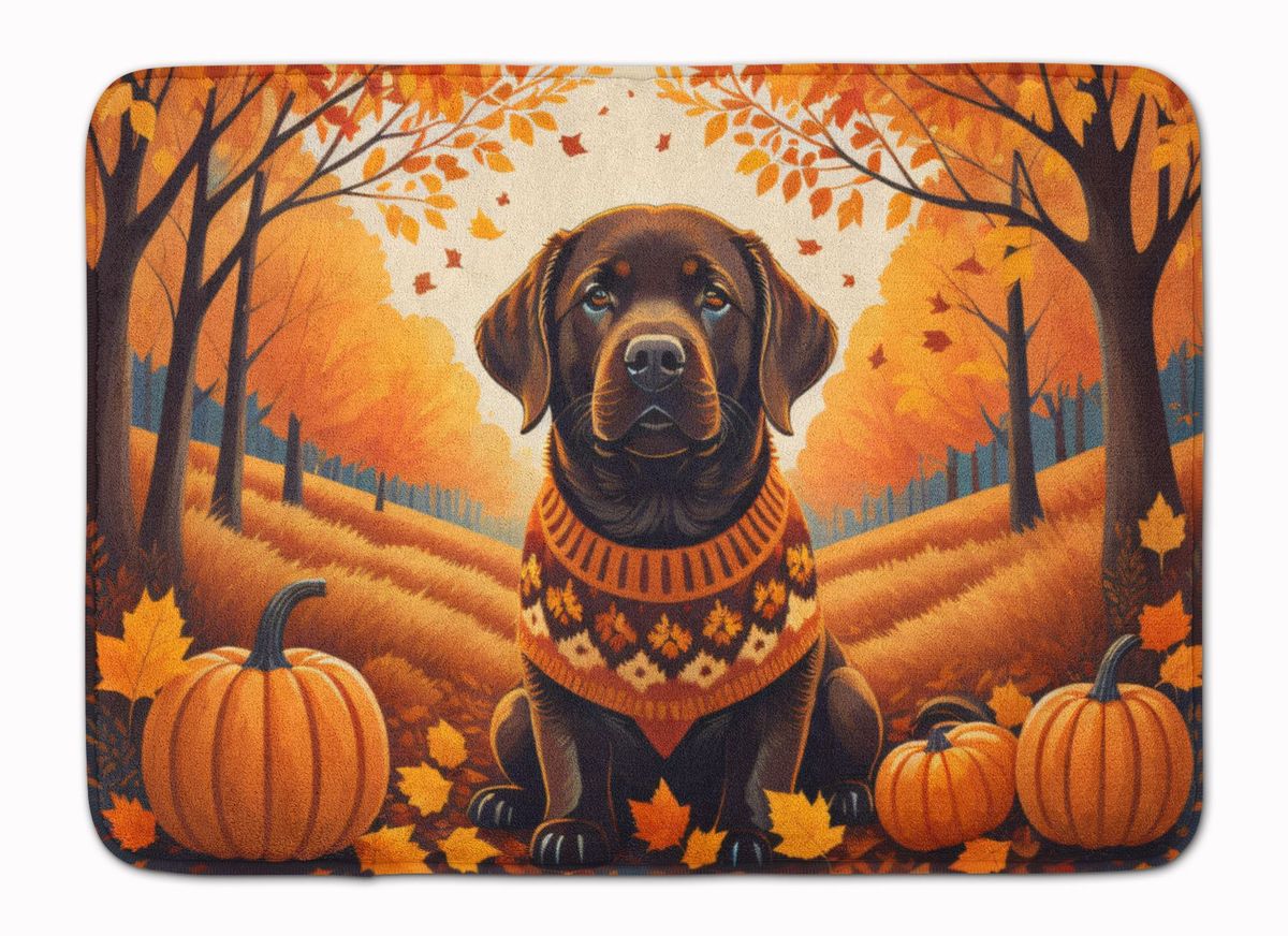 Chocolate Labrador Retriever Fall Memory Foam Kitchen Mat Machine Washable Anti-Fatigue Mat Cushion Comfort Bath Mat Or Kitchen Rug_maomaolike.com