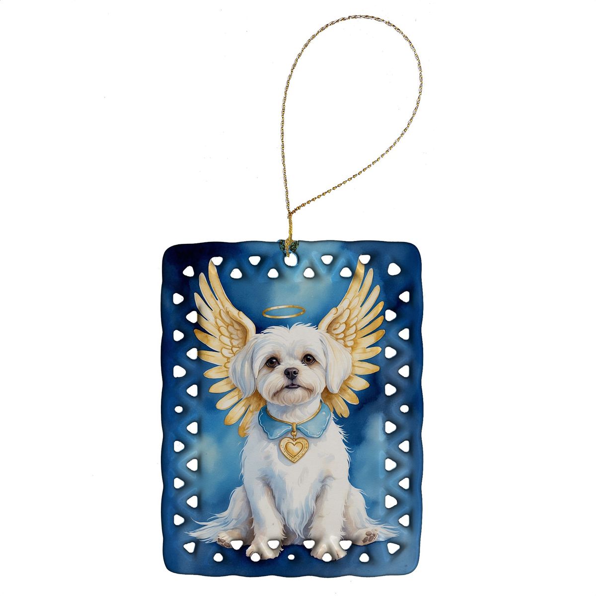 Maltese My Angel Porcelain Ornament Christmas Tree Hanging Decorations For Home Christmas Holiday, Rectangle, Gift, Multicolor_maomaolike.com