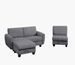 Grey Corduroy Fabric Sofa With OTTOMAN_maomaolike.com