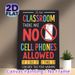 Classroom No Cell Phones Themed Painting Poster, Vibrant Bold Typographic & Graphic Poster, Clear Rule Reminder To Maintain Focused Learning_maomaolike.com