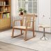 Rocking Chair With Slatted Back And Curved Armrests,with Solid Rubber Wood Linen Fabric High-density Sponge_maomaolike.com