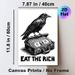 Crow & Cash Suitcase Painting Poster, Monochrome Engraving-style Poster, Unique Satirical Design With "Eat The Rich" Text, Ideal For Home Office And_maomaolike.com