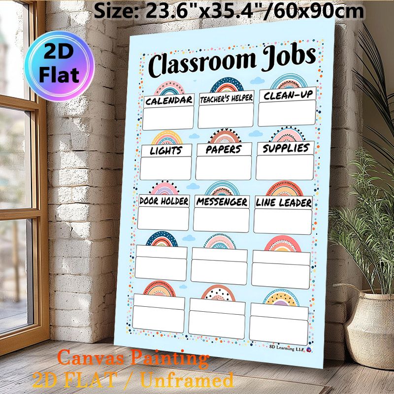 Classroom Jobs Painting Poster, Pastel Boho Rainbow Style Poster, Neatly Organizes Classroom Task Assignments, Ideal For Classroom_maomaolike.com
