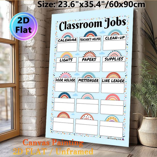 Classroom Jobs Painting Poster, Pastel Boho Rainbow Style Poster, Neatly Organizes Classroom Task Assignments, Ideal For Classroom_maomaolike.com