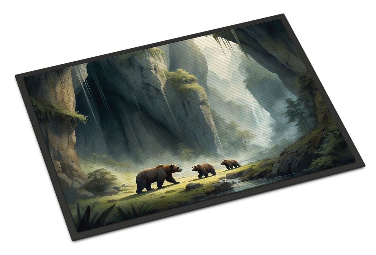 Cave Bears Doormat Front Door Mat Indoor Outdoor Rugs For Entryway, Non Slip Washable Low Pile, 24H X 36W_maomaolike.com