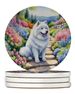 Samoyed Spring Path Large Sandstone Coasters Pack Of 4 Absorbent Round Coasters Decor Gifts For Men Or Women, 4 In, Multicolor_maomaolike.com