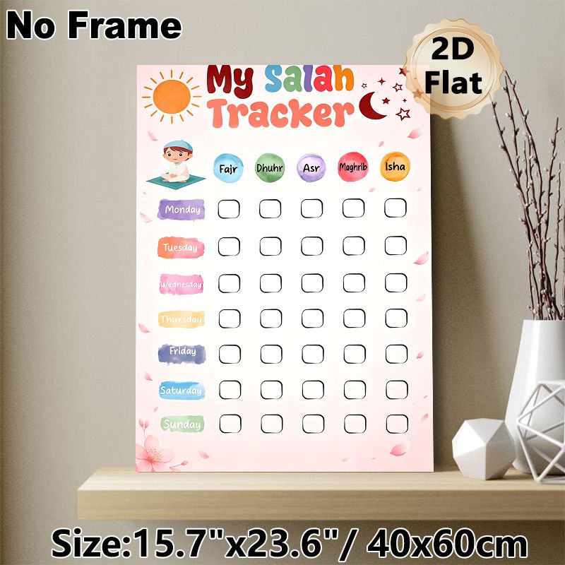Salah Tracker Painting Poster, Vibrant Watercolor-style Poster, Practical Design To Track Daily Salah Prayers, Suitable For Home And Prayer Room_maomaolike.com