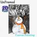 Snowman & "Let It Snow" Themed Painting Poster, Cozy Watercolor-style Snowman With Scarf Poster, Festive Winter Design With Snowflakes, Ideal For Home_maomaolike.com