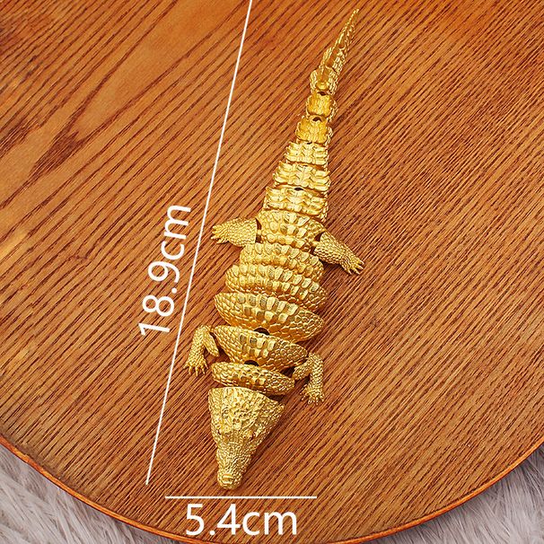 Gold-Plated With Movable Joints Tea Seat Decoration Creative Large Crocodile Handheld Craft Metal Ornament_maomaolike.com