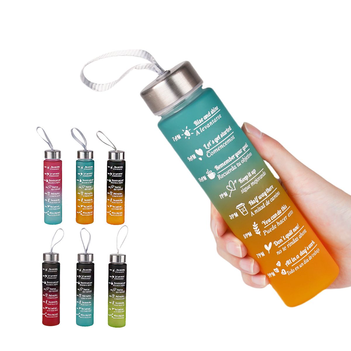 300ml Water Bottle BPA Free Leak Proof High Quality Drink Bottles With Time Marker Fitness Sports Reusable Outdoors_maomaolike.com