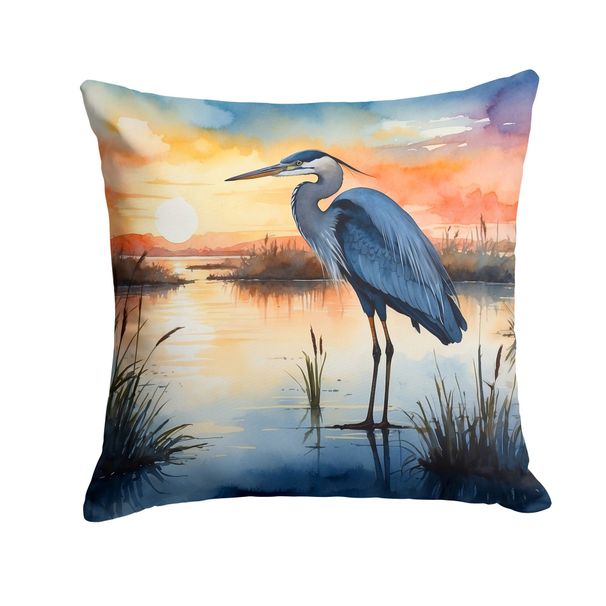 Blue Heron Setting Sun Throw Pillow Machine Washable, Indoor Outdoor Decorative Pillow For Couch, Bed Or Patio, 18Hx18W_maomaolike.com