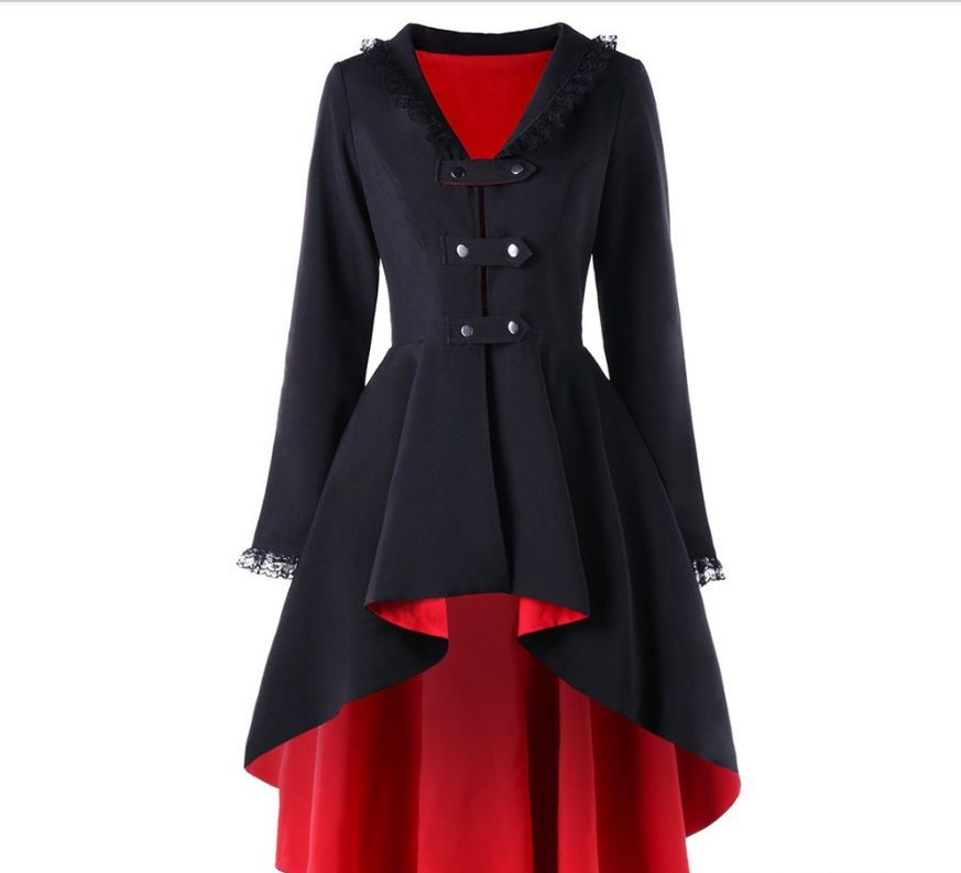 Women's Clothing Autumn new retro mid length windbreaker for women Gothic style jacket large size women's clothing_maomaolike.com