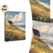 Coastal Cottage Landscape Painting Poster, Warm-toned Idyllic Seaside Scenery With Wildflowers And Yellow Cottage Poster, Serene Natural View Ideal_maomaolike.com