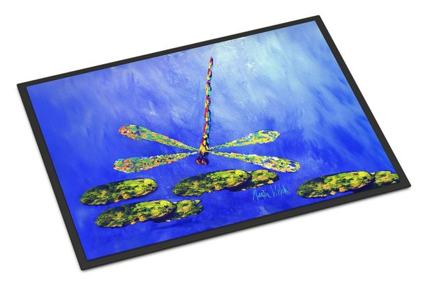 Blue Dragonfly Doormat Front Door Mat Indoor Outdoor Rugs For Entryway, Non Slip Washable Low Pile, 24H X 36W_maomaolike.com