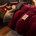 Thickened Flannel Milk Warm Four-Piece Winter Bed Sheet Velvet Duvet Cover Three-Piece Set Coral Fleece Bedding_maomaolike.com