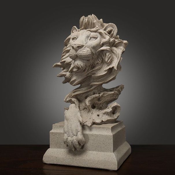 High-Quality Resin Carved Lion Ornament Chinese Retro Style Study Living Room Decorative Sculpture Extra Large Size_maomaolike.com
