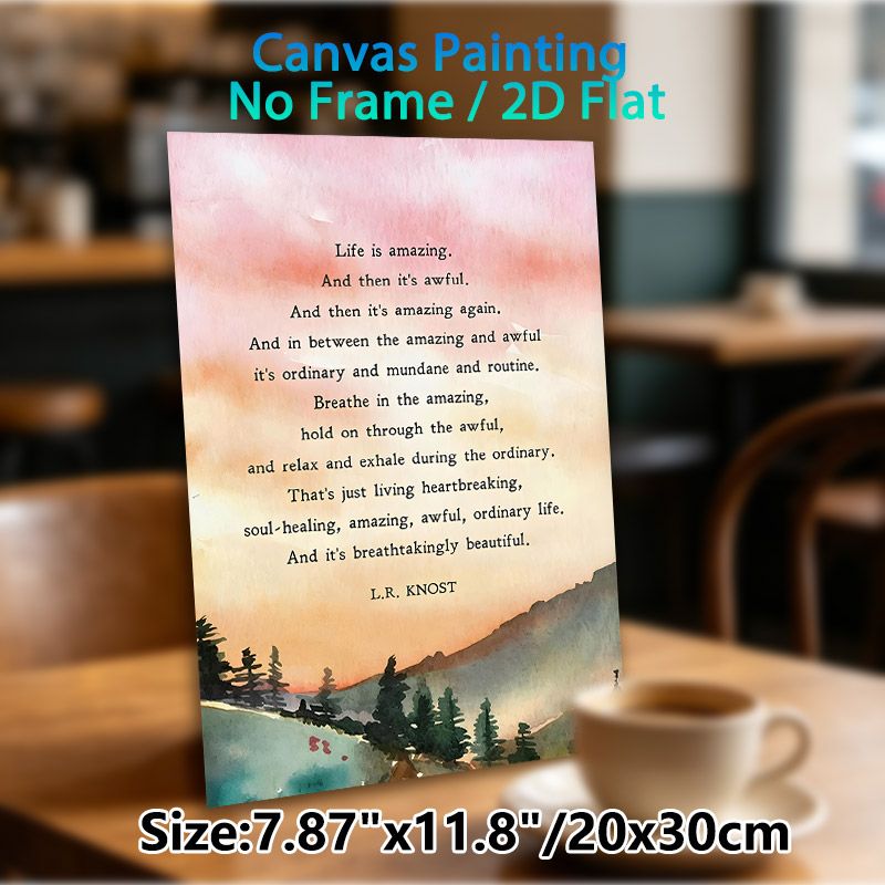 Inspirational Life Quote Painting Poster, Soft Watercolor Mountain Sunset Scene Poster, Encouraging Life Message Ideal For Home, Office, Living Room_maomaolike.com